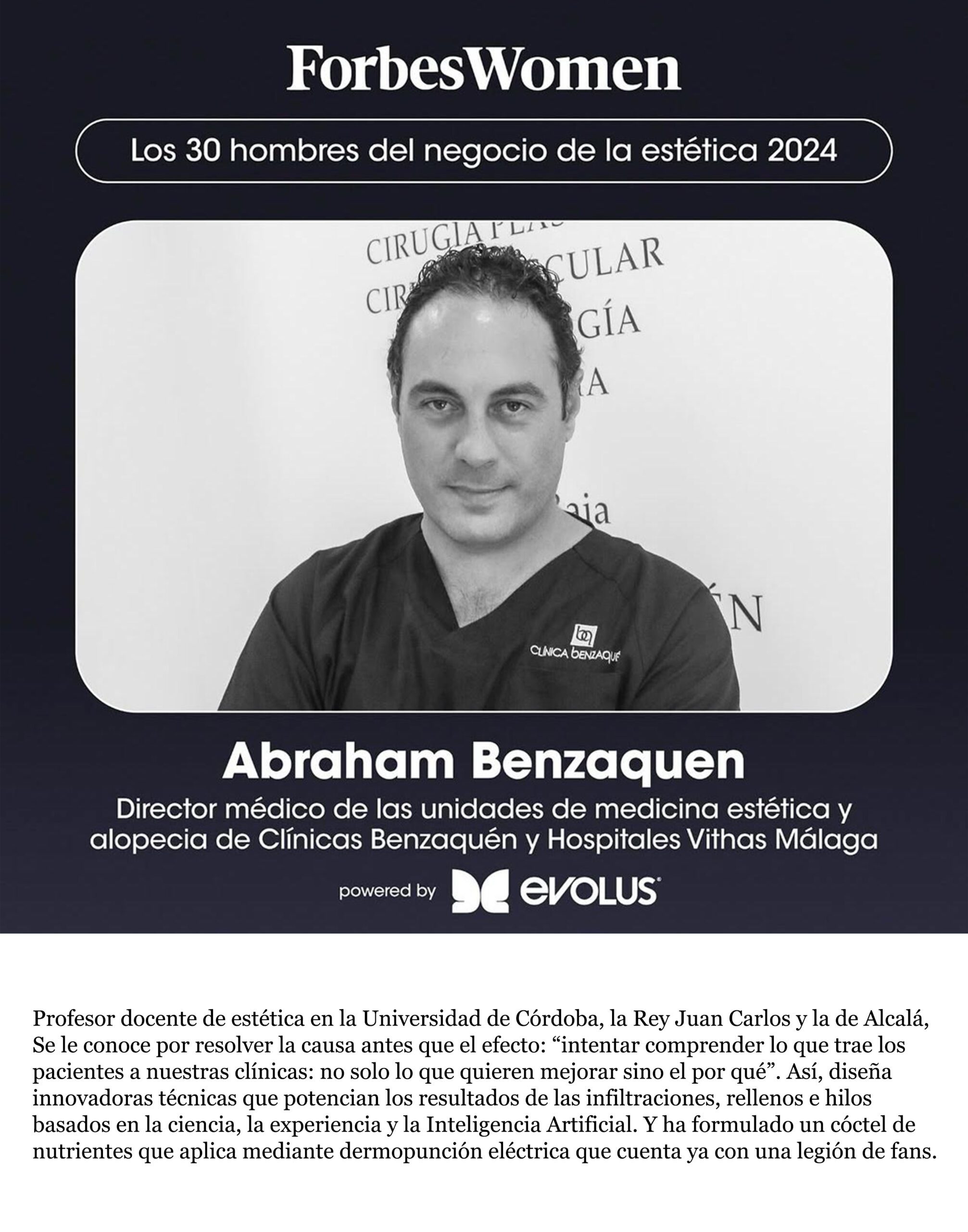 Perfil del Dr. Abraham Benzaquén en la revista Forbes como uno de los líderes en medicina estética