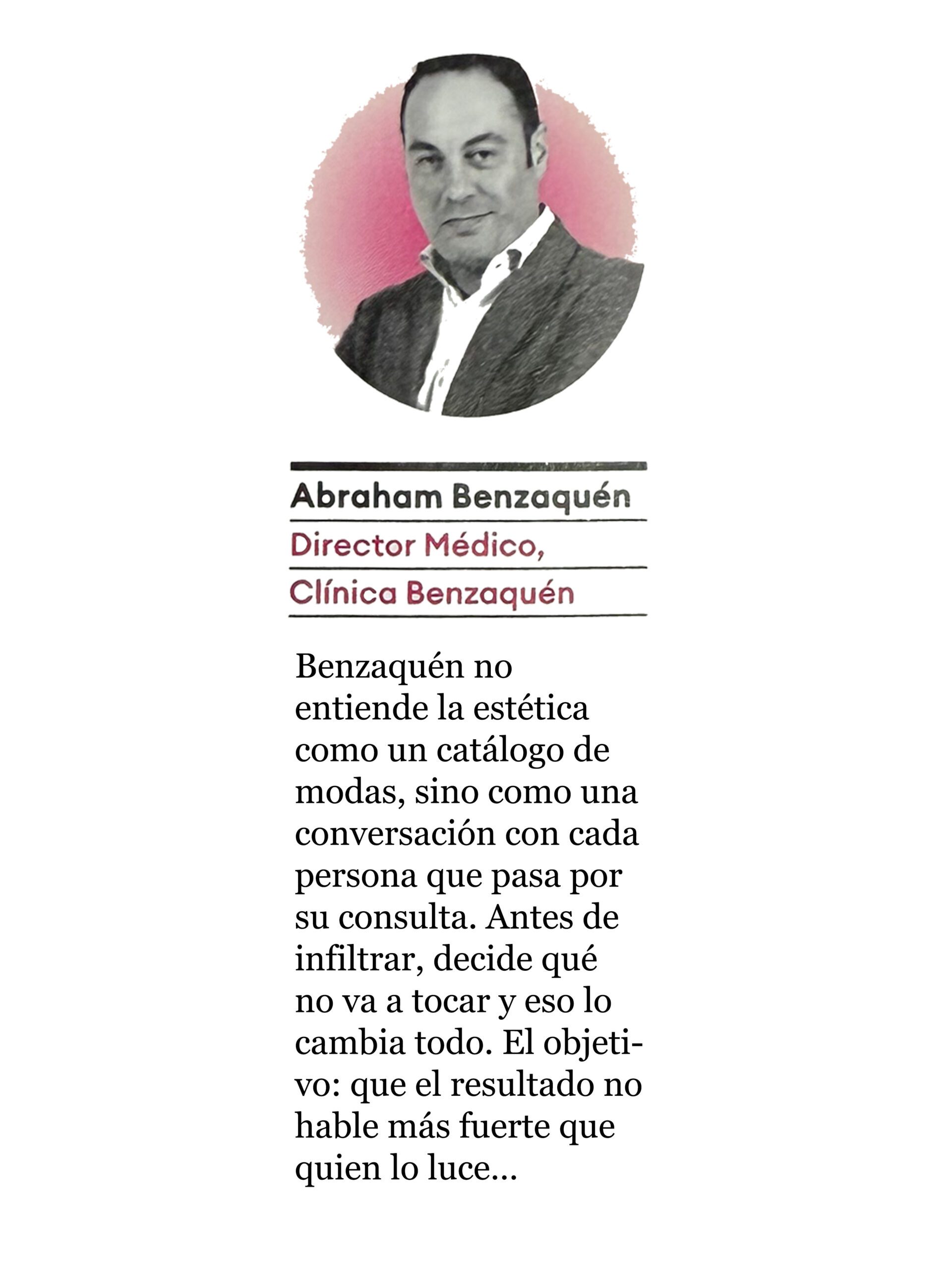 Extracto de la revista Forbes sobre el Dr. Benzaquén destacando su enfoque en medicina estética natural.